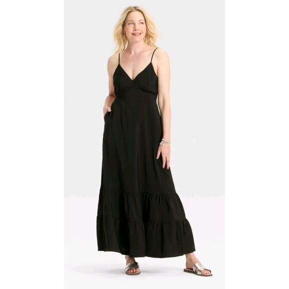 a new day Dresses & Skirts - Women Dress XL Black Maxi Tiered Sundress Summer Sleeveless Open Back Feminine